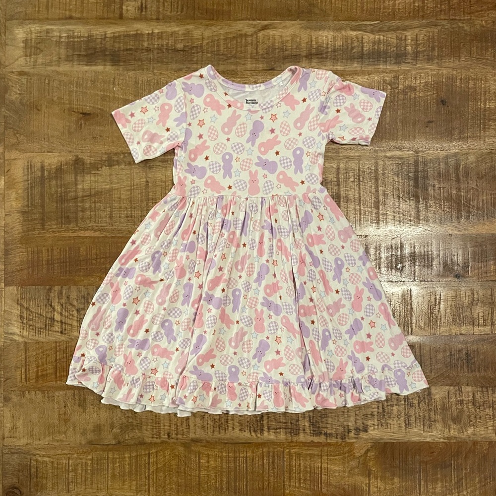Dream Big Little Easter Egg Rufle Dress Bamboo